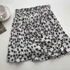 Sommar mini kjolar kvinnor koreanska stil vintage leopard estetisk hög midja pläterad kjol kvinnlig shorts foder 210421