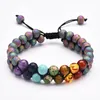 8mm natuursteen Healing Beaded Double Layer Strands Charm Armbanden voor Mannen Vrouwen Handgemaakte Touw Gevlochten Mode-sieraden