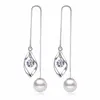 Est 925 Sterling Silver Fashion Elegant Temperament Delicate Twist Leaf Linked Pearl Drop Earrings For Women Girls 3Y1159 Dangle & Chandelie
