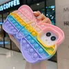 Rainbow Butterfly Design Silicone Fodral Dekompression Fuuny Cell Phone Case Back Cover för IP 12 Pro Max 11 XS XR