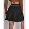 Mini Saia Mulheres Cintura Alta Costura Preto Plissado S Bonito Meninas Sexy Dança Com Bolo De Correia 210629