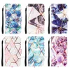 Geometric Marble Leather Wallet Cases For Iphone 13 Mini 12 Pro MAX 11 XR XS MAX X 8 7 6 Chromed Granite Stone Rock Plated Holder Book Flip