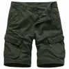 Casual Solid Cargo Mens Shorts Summer Army Green Military Cotton Men Short Pants with Big Pockets Shorts for Men Hombre 210524