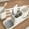 Toothbrush Holder Storage Shelf Desktop 2 Tooth Cup Organizer For Bathroom To Store Household Items 210423
