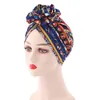 Beanie/Skull Caps 2022 Fashion Women African Flower Turban Muslim Headscarf Headwrap Ladies Chemo Cap Bandanas Head Scarf Hair Accessories O