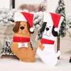 Weihnachtsstrumpf Cartoon Hund mit Weihnachtsmütze Geschenktüte Weihnachtsbaum hängende Socken Dekorationen JJA9423