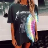 T-Shirt da donna Vintage Loose Sun Face Stampa T Shirt Ragazze Casual Elegante Oversize O Collo Manica corta Plus Abbigliamento moda Estate 2022