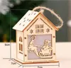 Cabana de madeira pendurada Kit de artesanato em madeira Brinquedo de quebra-cabeça Casa de madeira de Natal com barra de luz de velas Decorações para casa Presentes de feriado para crianças