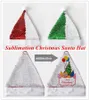 Sublimation Christmas Santa chapeau rouge Sequin Santa chapeau pour la fête de Noël ornements de couleur Changement de couleurs Festival des caps adultes