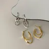 Baumeln Kronleuchter Herkunft Sommer Strukturierte Unregelmäßige Twist Hoop Ohrring Für Frauen Femme Gold Silber Farbe Metall Doppel-Schicht Schmuck