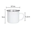 nouveau 12 oz Sublimation Blanc Émail Tasses À Café Portable Gobelets Avec Poignée En Acier Inoxydable Tasse À Eau EWB7185