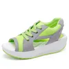 Sommer Schuhe Frau Blau Tennis Offene spitze Abnehmen Sandalen Damen Trendy Gesundheit Keile Plattform Sandalen Für Frauen