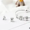 Silberfarbene Alphabet-Charm-Perle, modischer Damenschmuck, atemberaubendes Design im europäischen Stil, passend für Pandora-Armband PANZA004-16