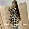 Syiwidii Sweater Oversized Cardigans Women Houndstooth Jacket V-Neck Autumn Winter Chic Knitted Loose Tops Warm Coat Purple 210917