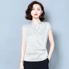 Koreanska Silk Women Blouses Top Woman Elastic Satin Blouse V-Neck Shirt Plus Storlek Blusas Mujer de MODA 4XL 210531