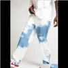 Heren jeans herfst casual losse denim broek tie dye print hemel blauwe lange broek mannelijke hiphop streetwear broek to28x gj8od
