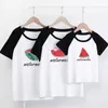 Family Look Matching Outfits T-shirt Clothes Mother Father Son Daughter Kids Baby Rompers Cartoon Watermelon 210429