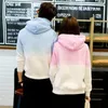 Women's Hoodies & Sweatshirts Gradient Couples Sweatshirt Streetwear Long Sleeve Loose Pullovers Women Hooded Pocket Tie Collar Sportswear T