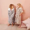 Kids Bathrobe Solid Color Cartoon Hoodies Girls Sleepwear Bath Towels Soft Pajamas 4-13 Years Children's Clothing 211130