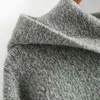 Casual Woman Grey Loose Hooded Sweaters Autumn Winter Fashion Ladies Soft Thick Pullover Girls Chic Oversized Knitwear 210515