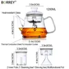 BORREY Induction Cooker Gas Stove Universal Heat Resistant Glass Teapot Steaming And Boiling Multifunctional Set 210724