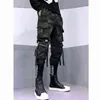 Camouflage Tactical Functional Cargo Spodnie Joggers Mężczyźni Wstążki Multi-Pocket Spodnie Hip Hop Streetwear Harem Pant Black WB236 H1223