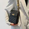 Bolso pequeño de cuero acolchado con cadenas para teléfono móvil, Mini monederos y bolsos de mano para mujer, bolsos de mensajero, bolso de hombro