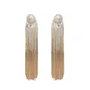 Exaggerate Simple Casual Dangle Earrings For Women Geometric Shiny Tassel Long Drop Brincos Fashion Jewelry