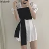 Korean Chic Two Pieces Set Shirt Dress Women Office Lady Summer Blouse + Vest Dresses Fashion Casual Vestidos Robe 210519