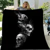Deken Skull Theme 3D-afdrukken Super Zacht Flanel Dubbele Dikke Sofa Beddengoed Meubeldecoratie Unisex Dekenpatroon kan worden aangepast