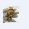 Men 40mm Gold Dial Diamond Bezel Strap Asia 2813 Automatic Luxury Wristwatch