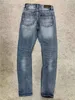 21SS Luxurys Designer Muster Loch Stil Herren Jeans Classics Markendesigner Blau Slim-Leg Painted Motorrad Moto Biker Top Quali262p