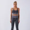 2 stycken Kvinnor Sömlös Yoga Tryckta sportdräkter Sport Bh High midje Fitness Legings Gym Set Sportswear Workout Clothessoccer1654767