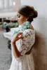 素朴なボヘミアンのフルレースオープンバックウェディングドレス袖2022ビンテージボービーチブライダルドレスラインカントリープラスサイズの花嫁のドレス