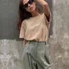 Maglietta basic in cotone da donna Estate New Oversize Solid Tees 7 colori Maglietta allentata casual Coreana O Collo Top femminili 210426