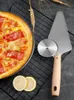 Bakning bakverk verktyg pizza cutter server skiva rostfritt stål hjul knivkniv skovel med trähandtag för bröd paj våfflor xbjk2106