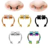 Sexig näsa Ring återanvändbar legering Fake Magnetic Horseshoe Non Piercing Hoop Smycken för Fest Bar 1PC Nosring + 2PCS Cone Balls