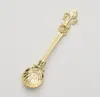 2021 Vintage Alloy Kaffe Sked Crown Palace Snidad Bar Porslin Små Te Ice Cream Dessert Spoons Scoop