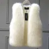 Winter weibliche Pelzweste Mantel warm weiß schwarz grau Jacke große Größe 2XL ärmellos 210915