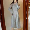 Foridol Casual Maxi Sweter Dress Kobiety Jesień Zima Długie Ciepłe Miękkie Eleganckie Jumper Rękaw Panie 210415