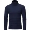 Höst Vinter T-shirts Casual Turtleneck Långärmad Pullovers Kläder för Man Streetwear Tee Top