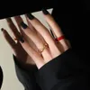 Kikichicc 925 sterling silver 2021 Grön röd öppen justerbar ring oregelbundna geometriska kvinnor mode smycken smycken smycken