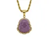 Grüne Jade Schmuck Lachen Buddha Anhänger Kette Halskette für Frauen Edelstahl 18K Gold plattiert Amulett Accessoires Muttertag Geschenk