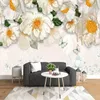 Пользовательские 3d росписи обои современные простые желтые цветки живопись маслом фреска гостиная телевизор диван спальня стены бумаги 3d домашний декор