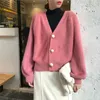 Soft Mujer Sueter Solid Sweet Autumn Winter Warm Sweaters Women V Neck Korean Style Cardigans Fashion Clothes 17603 210415