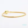 18 Karat Gelbgold plattierte CZ-Diamant-Herz-Armbänder, Original-Box-Set für Pandora 925 Silber Schlangenketten-Armband für Frauen, Hochzeit J259A