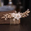 Haarclips Barrettes Bruid Wedding Bloemkam Handgemaakte sieraden Kopjes Parel zijkammen bruids kapsel decoratieve accessoires voor meisje