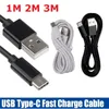 1M 2M 3M Snabb snabb laddning 2A Typ C USB C Micro USB -kabel för Samsung S20 Note10 S10 Moto LG One Plus S1