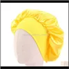 Kids Satin Bonnet Cap Solid Color Turban Kąpiel Kapelusz Dziewczyny Szerokie Elastyczne Taśma Noc Sleeping Beans LMSPZ Czapki Kapelusze QProu