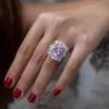 럭셔리 애호가 6ct 핑크 사파이어 다이아몬드 반지 원래 925 스털링 실버 약혼 웨딩 밴드 반지를위한 보석 보석 선물 2854472